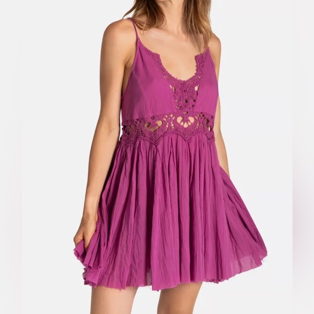 Free People Ilektra Mini Slip Dress Dahlia Mauve
